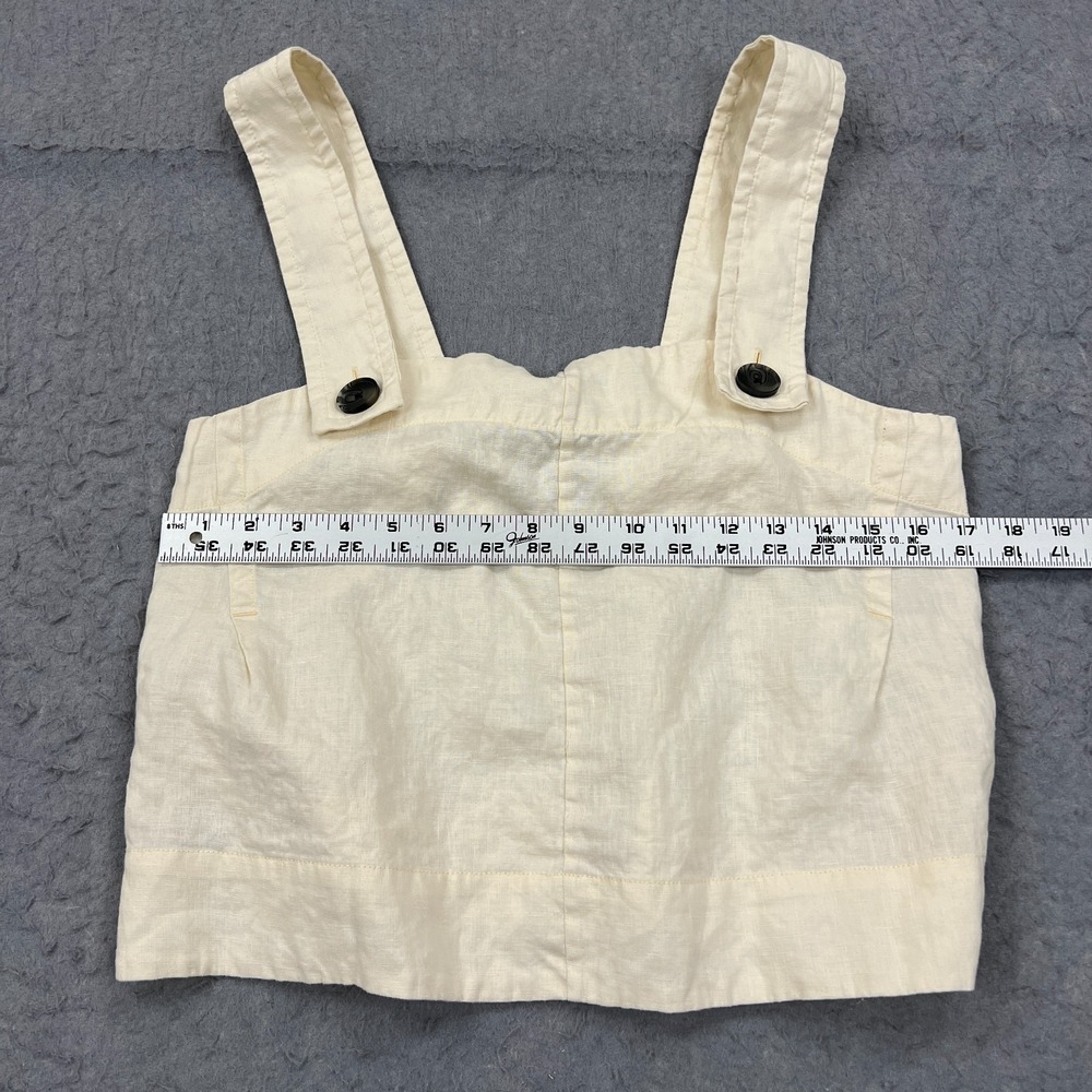 Everlane Top Women's 4 Ivory 100% Linen Woven Apron Tank Button Sleeveless Shirt - Picture 4 of 11